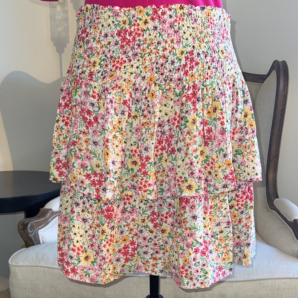 Vero Moda Multicolor Floral Tiered Mini Skirt